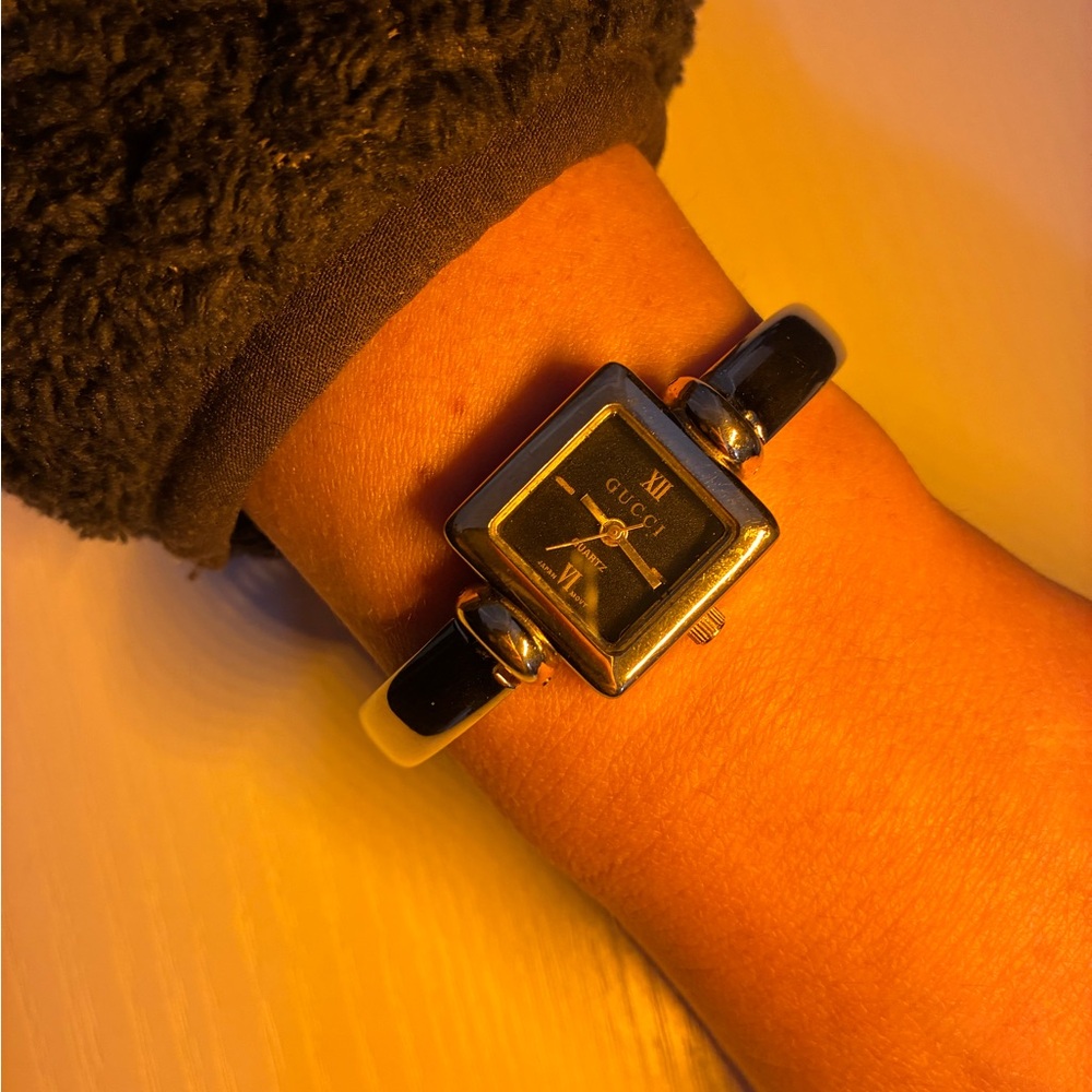 Gucci Black and Silver Square Watch
